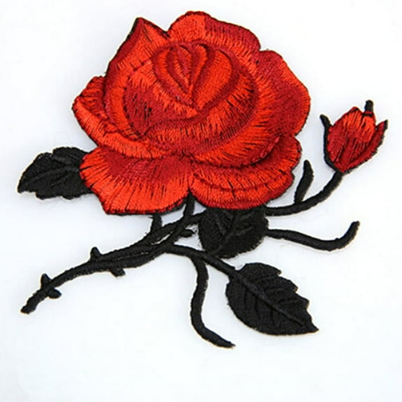 WHAMVOX 2pcs DIY Red Rose Embroidery Sewing Patch Embroidered Floral Applique Iron on Patches