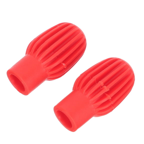 ROMANSENTIAL 2Pcs Silicone Drumstick Caps for Soft Drum Muting and Portable Practice Red Color