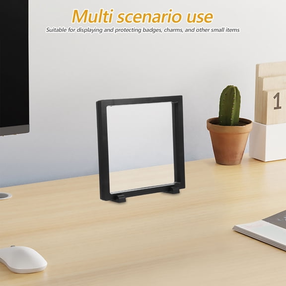WHAMVOX 2pcs Floating Frame Display Case Coins Display Holder Stand Badge Display Case Transparent Plastic Frame For Enamel Pin Medal Jewelry