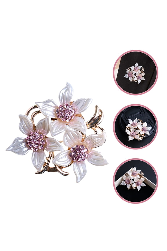 2pcs Flower Lapel Pin Rhinestones Scarf Ring Clip Shawl Brooch Silk Scarf Pins Slide Cardigan Buckle Women Scarf Clasp Dress Clothing Ring Clip Clothes Decorations Buttons