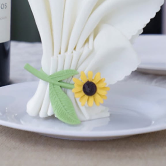 WHAMVOX 2pcs Flower Napkin Holder Dinning Table Napkin Holder Alloy Napkin Buckles Table Decorations