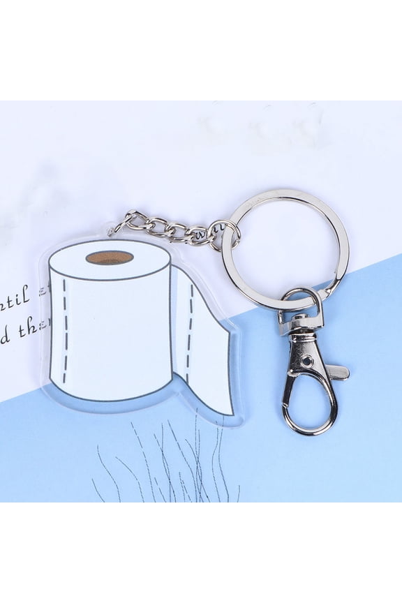 Unique Acrylic Toilet Roll Keychain Versatile Hanging Decoration 2Pcs