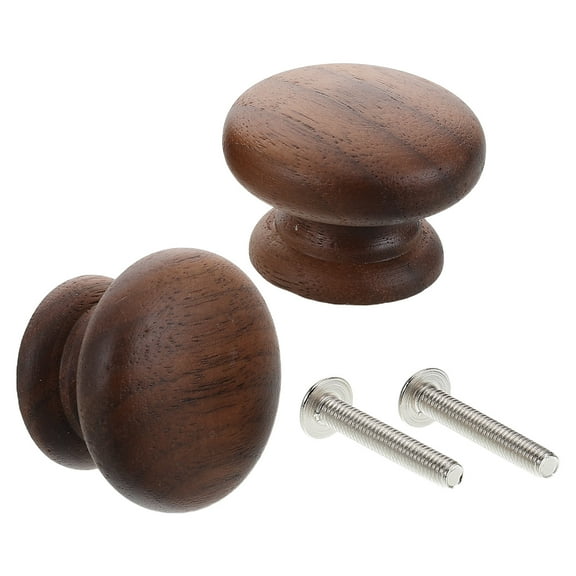WHAMVOX 2Pcs Wooden Cabinet Knobs Dark Brown Round Mushroom Furniture Upgrade Grip Improvement 1.38X1.38X0.98In