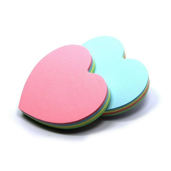 WHAMVOX 2pcs Heart-shaped Posted Self-Adhesive Paper Notes Facilitated Stickers Notepads (Random Color)