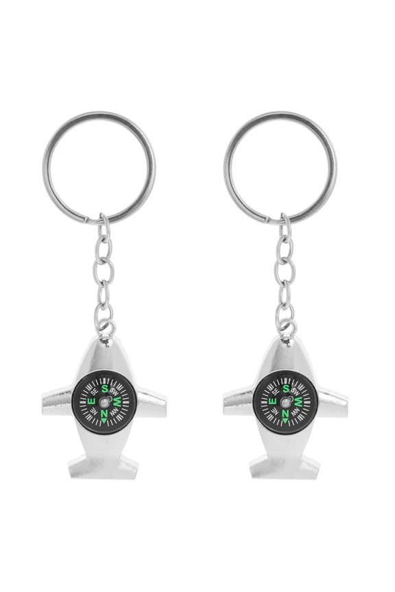 2pcs Hiking Compass With Key Ring Camping Accessory Small Pocket Compass Pendant Backpack Hanging Compass Keyring Airplane Shaped Keychain