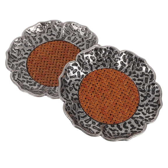 KHBUAB 2Pcs Alloy Rattan Cup Coasters with Vintage Lotus Design for Home Table Protection