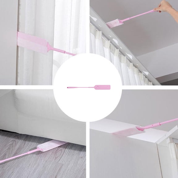 WHAMVOX 2pcs Long Reach Dust Cleaning Brush Portable Duster for Sofa and Floor with Non Woven Fabric for Home Use Pink