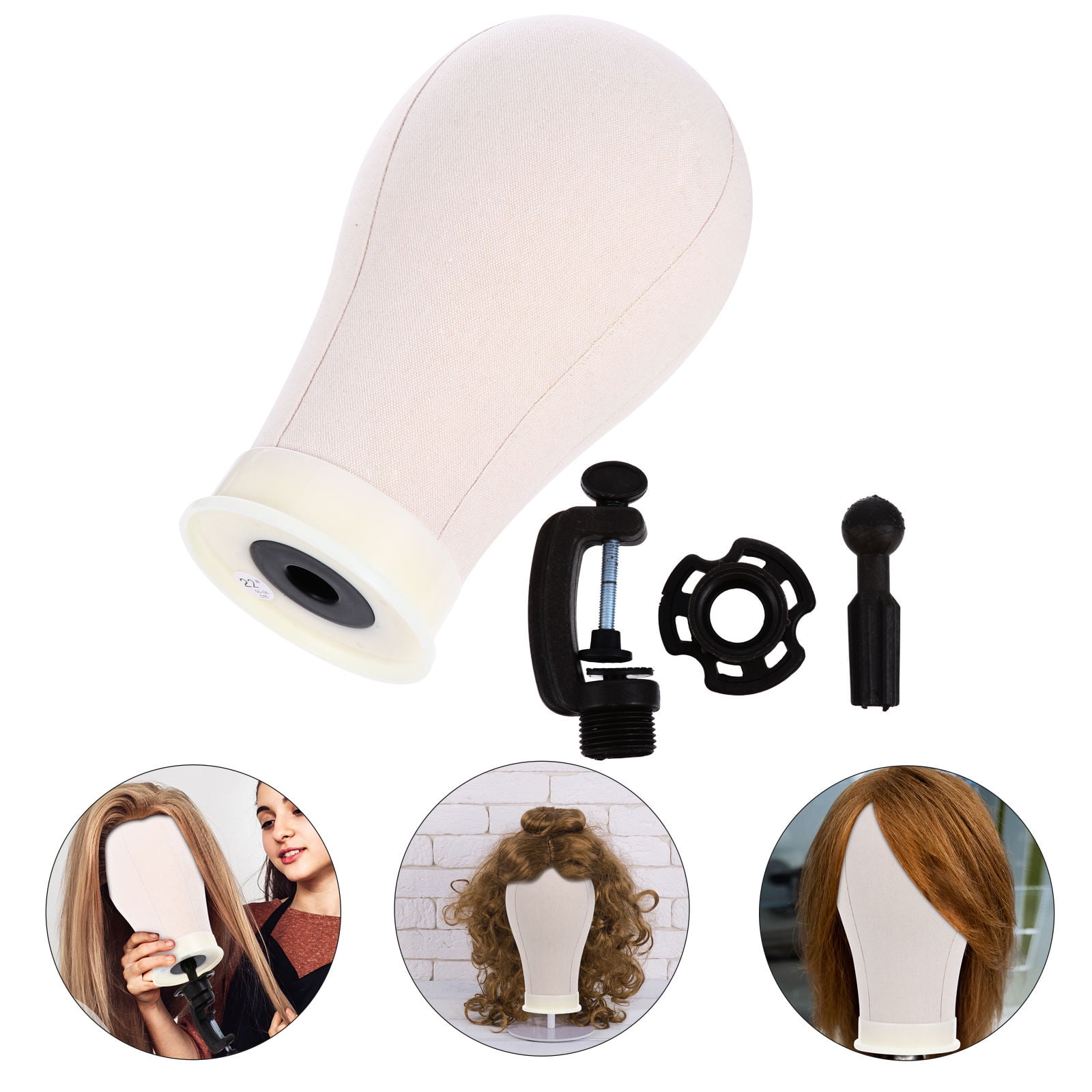 WHAMVOX 2-Pack Canvas Block Mannequin Display with Holders for Wigs, Hats, Scarves, and Accessories