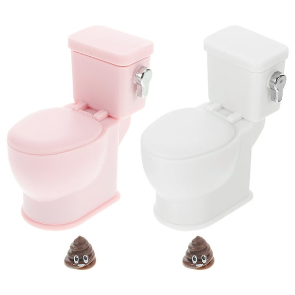 WHAMVOX 2pcs Miniature Dollhouse Flushing Toilet 1:12 Scale Realistic Mini Toilet Tiny Bathroom Decor for Dollhouse Bathroom Sets