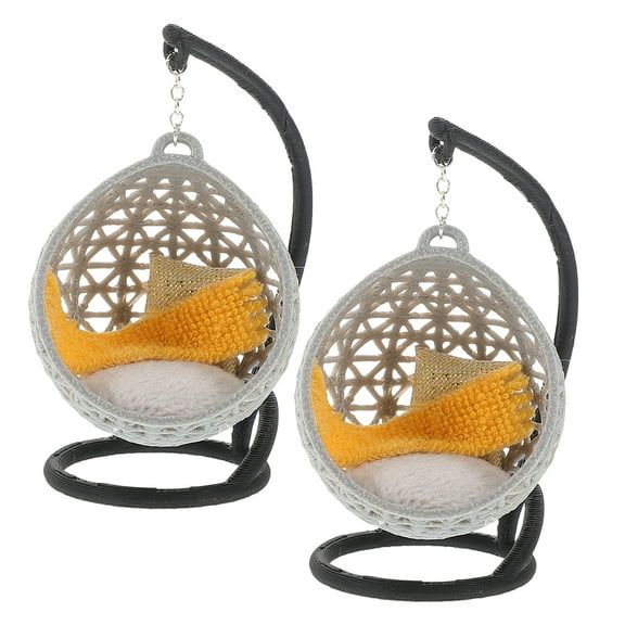 WHAMVOX 2pcs Miniature Hanging Swing Chair For Dollhouse Decor And Diy Projects Dollhouse Landscape Ornament Miniature Furniture 1:30
