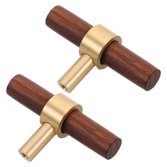 SKISUNO 2Pcs Modern Long Dark Brown Zinc Alloy and Wood Cabinet Handles for Home
