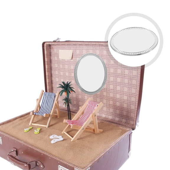 WHAMVOX 2pcs Oval Compact Mirror Oval Shaped Mini Vanity Cosmetic Mirror Portable Cute Mirror For Pocket Purse Wallet Handbag Women Home Office