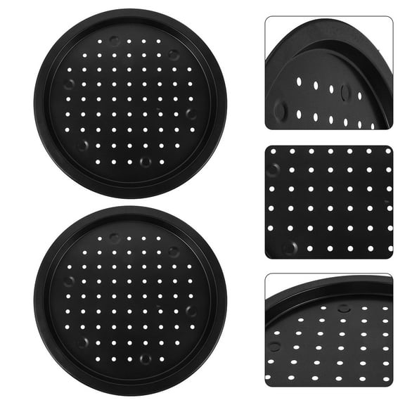 WHAMVOX 2pcs Pizza Baking Trays Stainless Steel Perforated Pizza Pan Tray for Oven