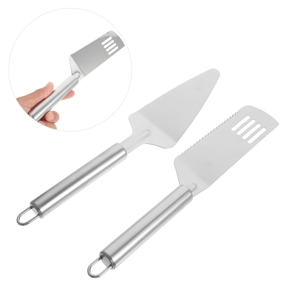 WHAMVOX 2pcs Pizza Shovels Cake Shovels Stainless Steel Shovels Kitchenware (Silver)