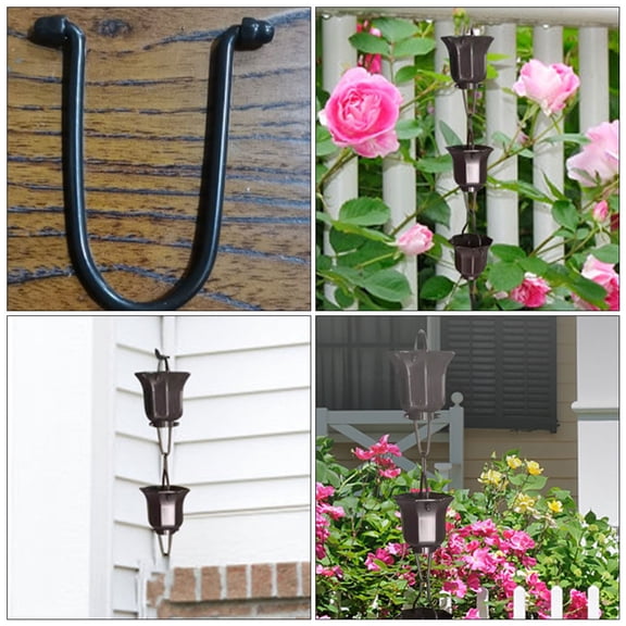 WHAMVOX 2pcs Rain Chain Hooks Metal Downspout Hooks Rain Chain Adapter Hooks Garden Rain Chain Hangers Hooks for Rain Chain Multi-use Rain Chain Gutter Adapter Bird Feeder String Light Hooks Supplies