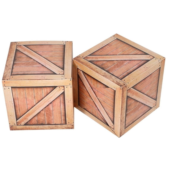 WHAMVOX 2pcs Western Cowboy Party Decorations Simulation Wooden Box Decor Creative Paper Box Props Western Themed Party Supplies