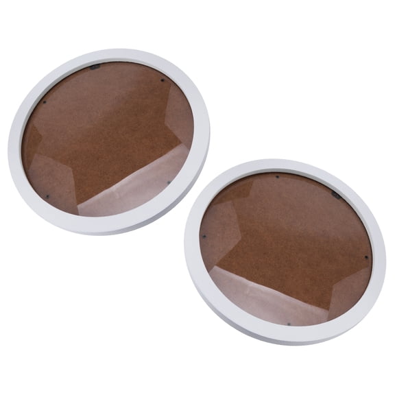 WHAMVOX White Wooden Round Picture Frame for DIY Use, Modern Wall Mounted Display, 2Pcs