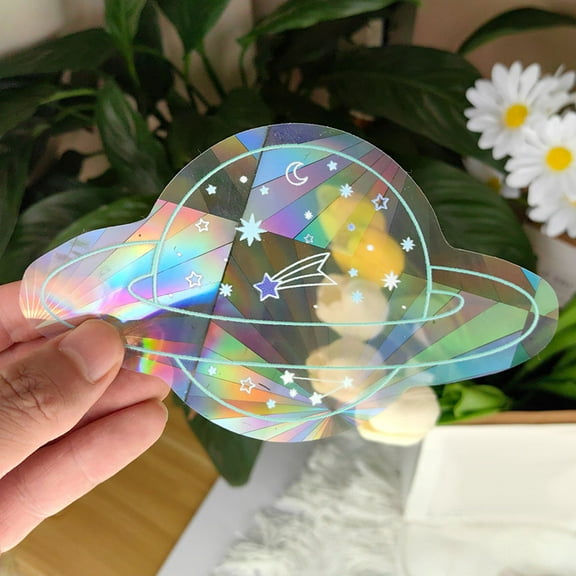 WHAMVOX 2pcs Window Decal Planet Design Anticollision Window Sticker Self-Adhesive Window Sun Catcher Sticker