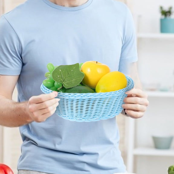 SEWCHICS Bakery Desserts Woven Baskets Plastic Rattan Snack Holding Families Room Decoration 2pcs