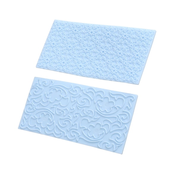 ROMANSENTIAL 2Pcs/Set Cake Decoration Stencils Floral Shape Sky Blue Baking Molds for Home Baking Family