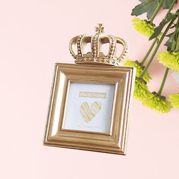 ROMANSENTIAL Photo Frame Kick Stand Golden Resin 1Pack with Protective Features for Table Decor