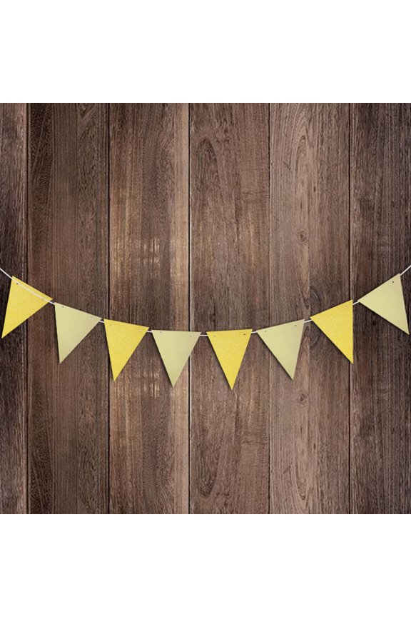 Hanging Gar Birthday Hanging Swirls Triangular Small Bunting Flag Golden 1 Set
