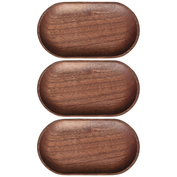 WHAMVOX 3 Pcs Bread Display Wooden Plate Oval Tray Table Charcuterie