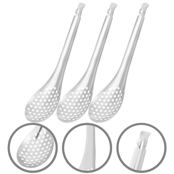 HEANUJJ skimmer spoons cooking Caviar Spoons Silver 3pcs