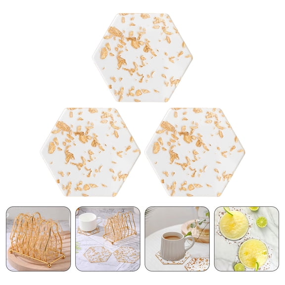 WHAMVOX  3 Pcs Coffee Table Acrylic Coasters Hexagon Mug Mat for Desk