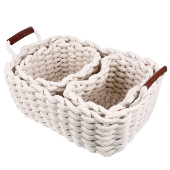 WHAMVOX 3 Pcs Different Sizes Baskets Simple Color Office