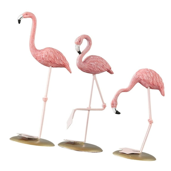 WHAMVOX  3 Pcs Flamingo Sculpture Office Decor Pink Figurine Home Stuff