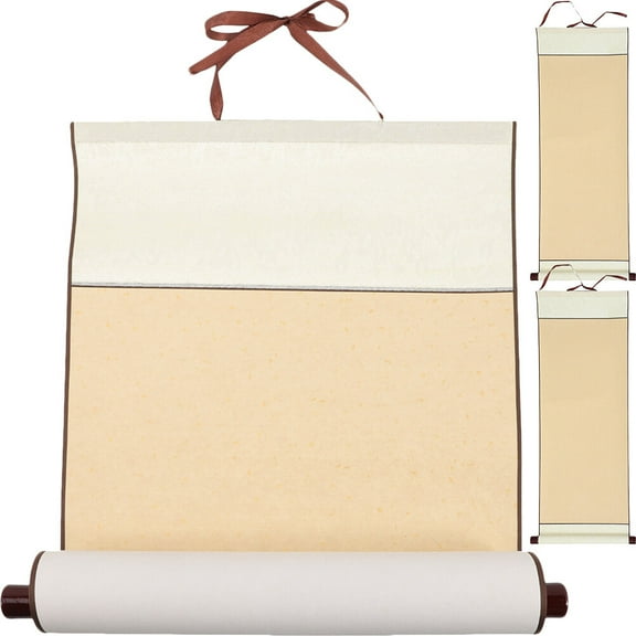 WHAMVOX  3 Pcs French Painting and Rice Paper Calligraphy Blank Scroll Drawing