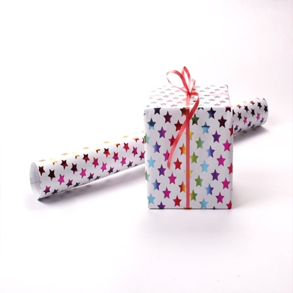 ROMANSENTIAL 3Pcs Packaging Paper Roll Assorted Color with Elegant Hearts Star Dot Patterns