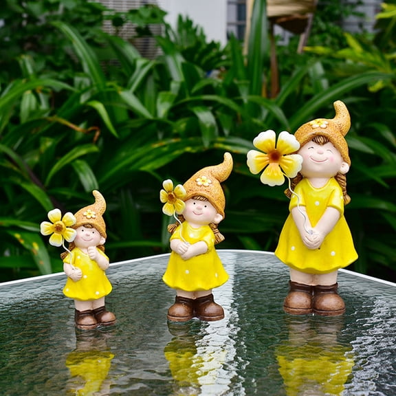 WHAMVOX 3 Pcs Home Sculpture Festival Gift Baby Girl Realistic Yellow