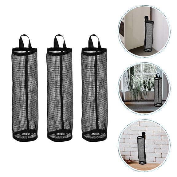 WHAMVOX 3-Pack Kitchen Storage Bags Organizer Holder in Black, Space-Saving Design, 37.5x11.5x11.5 CM for Household Use