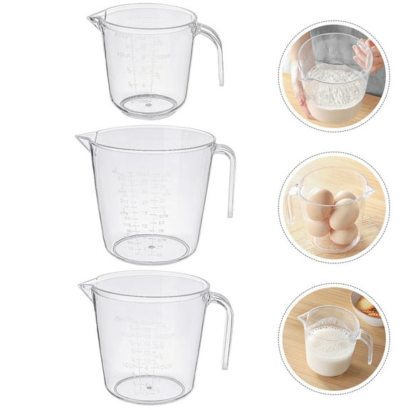 WHAMVOX 3-Piece Measuring Cup Set with Insulated Handle, Large Capacity Frothing Cups for Kitchen and Coffee