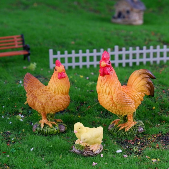 WHAMVOX Set of 3 Miniature Chicken Figurines for Garden, Landscape Decor, Outdoor and Indoor Scene Ornaments