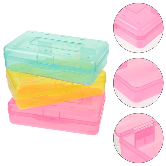 WHAMVOX 3-Pack Plastic Pencil Case Organizer for Students, Sketch Supplies Holder, Stationery Storage Box