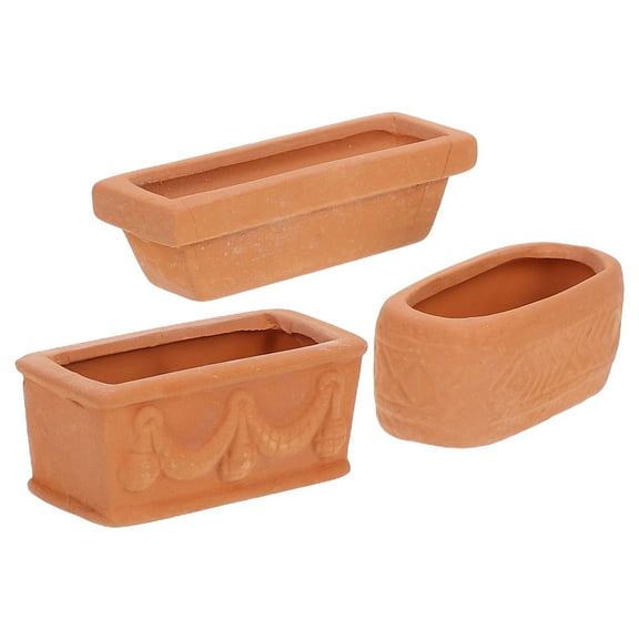 WHAMVOX 3 Pcs Pottery Planter Nursery Pots Mini Terracotta Small Planters for Indoor Plants Brown