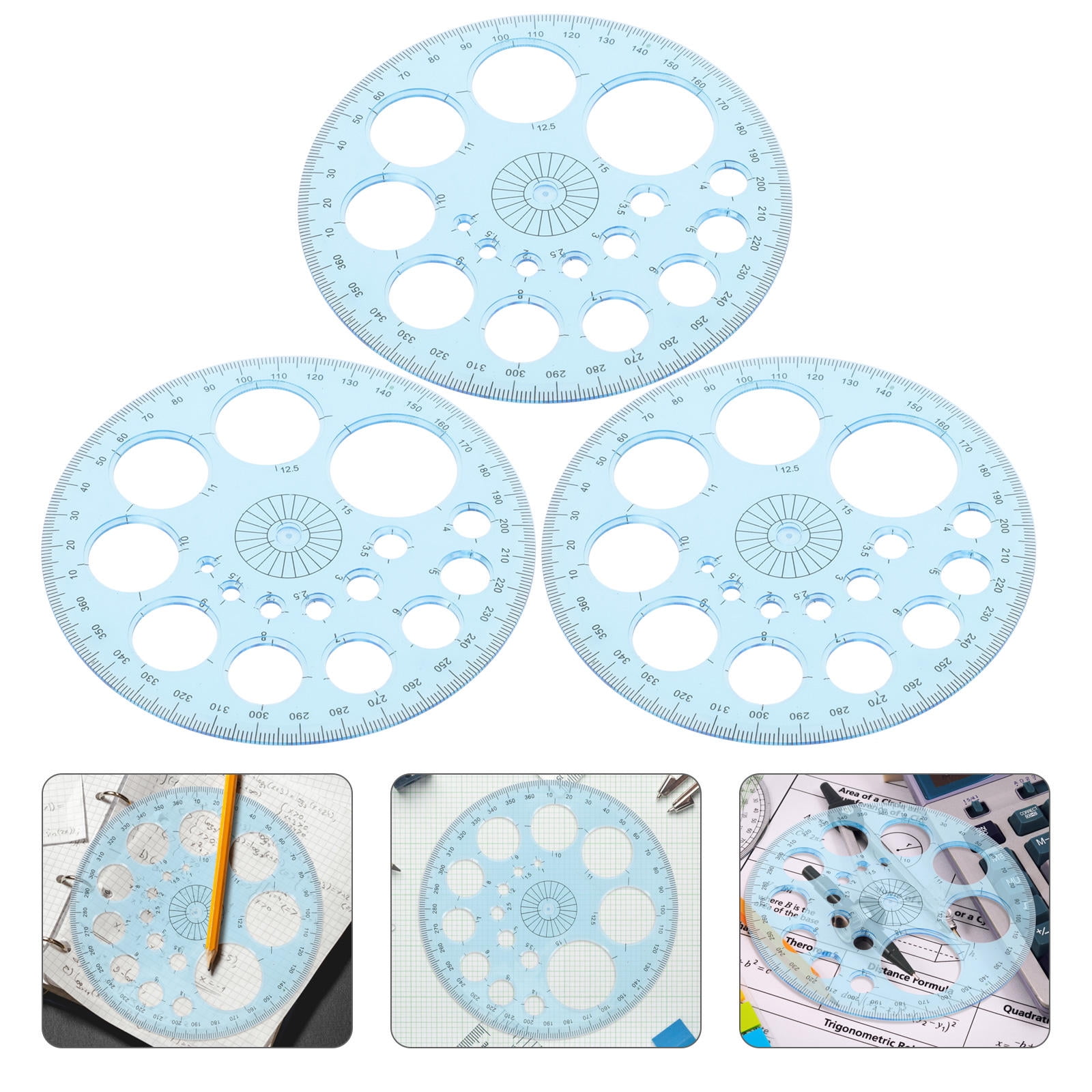 WHAMVOX 3 Pcs Protractor for Woodworking Geometrical Student Sky-blue ...