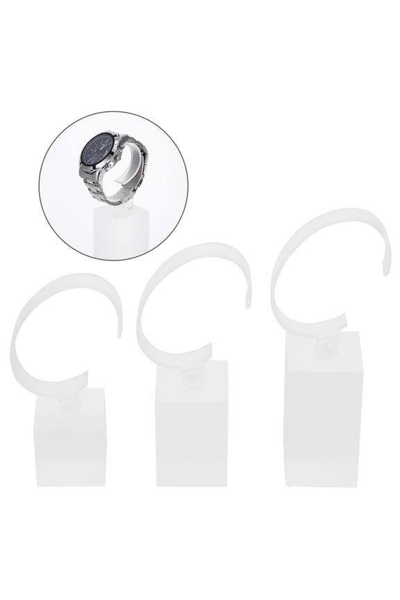 3 Pcs Ring Acrylic Watch Bracket Watch Display Showcase Man 16X4CM White