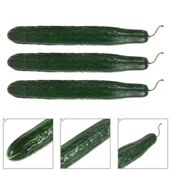 WHAMVOX Set of 3 Mini Artificial Green Cucumbers Realistic Simulation Vegetables for Home Decor and Display