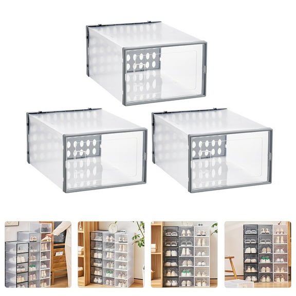 WHAMVOX 3 Pcs Sneaker Boxes Shoe Shoes Storage Container Lightweight