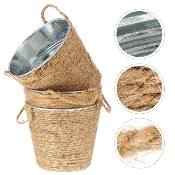 WHAMVOX 3 Pcs Tin Flower Pot Planter Outdoor Galvanized Retro Decor