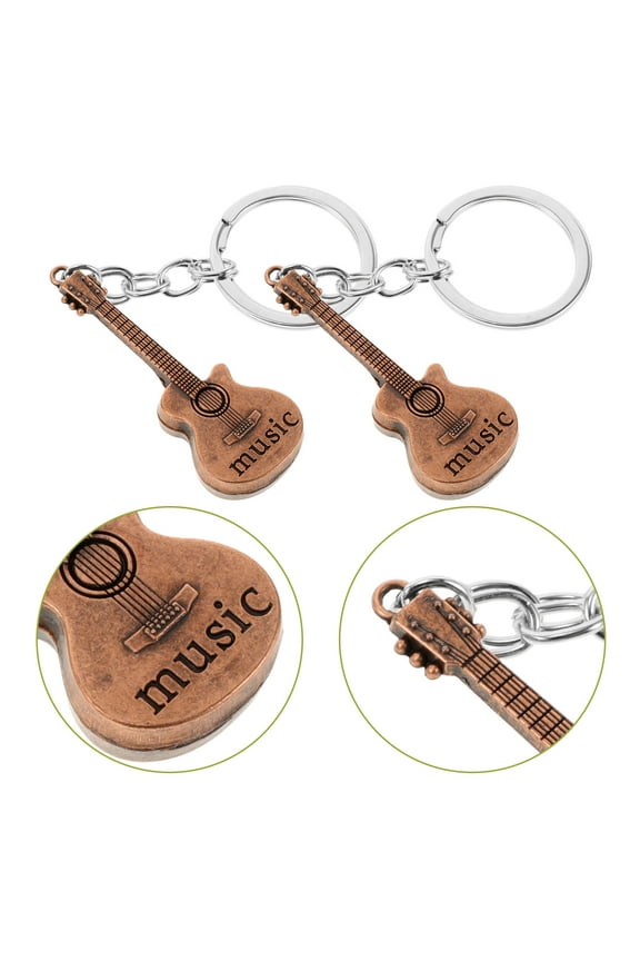 3 Pcs Tiny Sound Guitar Key Chain .90X3.00X0.60CM Dark Brown