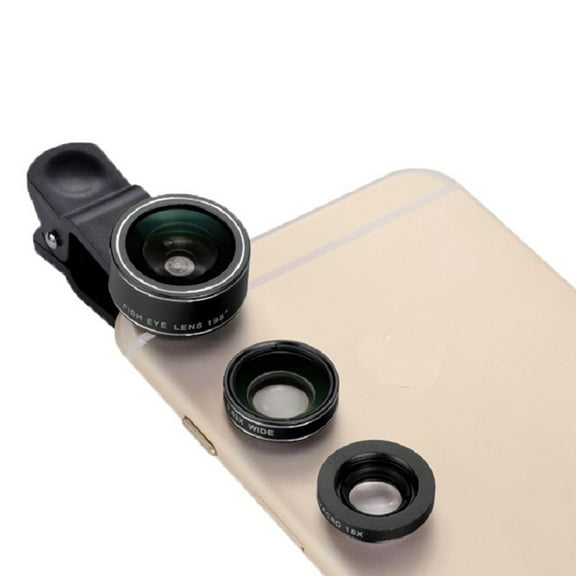 ROMANSENTIAL Mobile Camera Lens with 198 Degree Fish Eye and 0.63x Wide Angle for Phone Photography