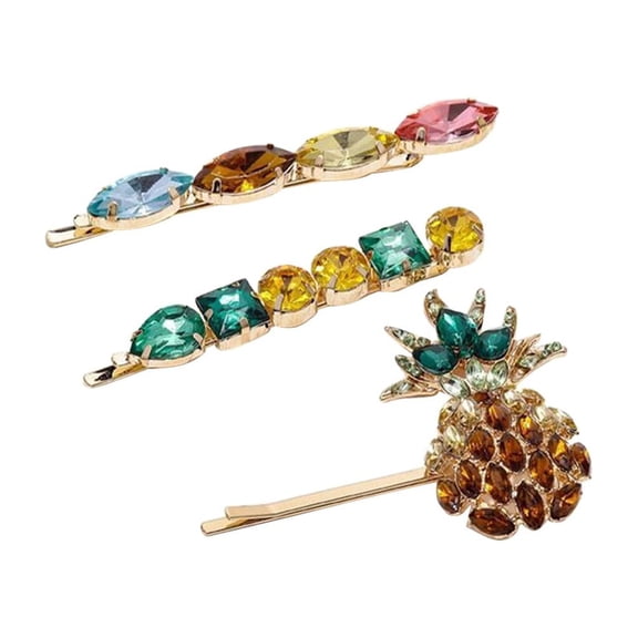 WHAMVOX 3 pcs Acrylic Colorful Pineapple Water Drop Hair Clip for Fashionable Girl