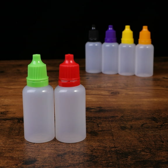 KHBUAB 30Pcs Assorted Color Squeezable Eyedrops Bottles Plastic Dropper Containers with Caps for Liquid Storage