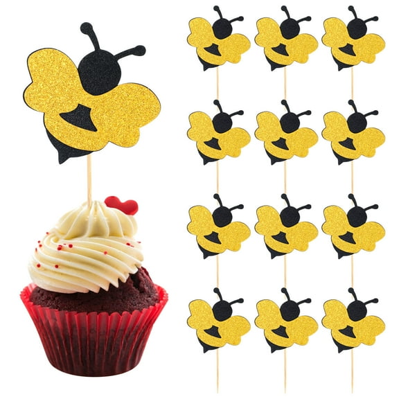SEWCHICS Cupcake Toppers Multi Color Creative Bee Style For Cupcakes 30Pcs 3.93X2.36X0.04In