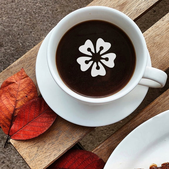 WHAMVOX  30 Pcs Latte Art Mold Coffee Accessories Stencil Shape White